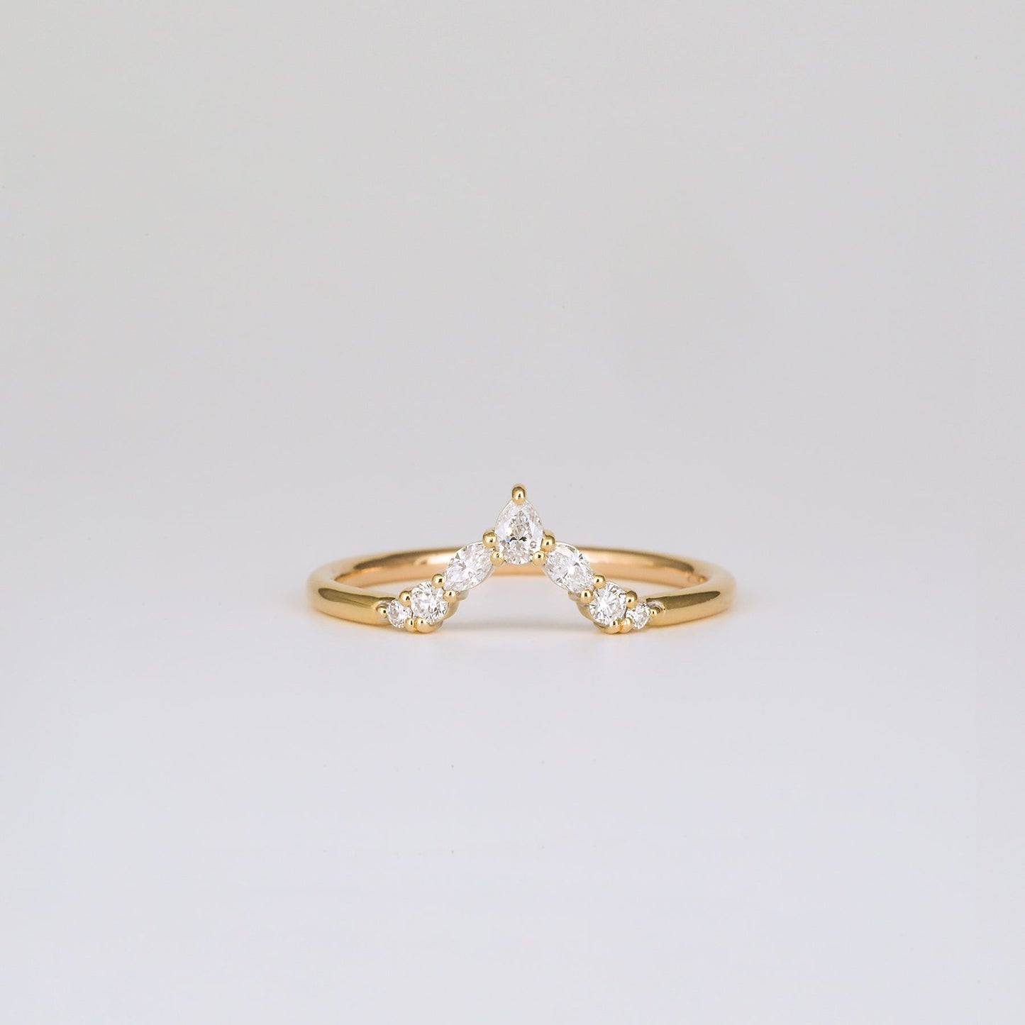 0.17 TCW Round Shaped V-Shape Moissanite Wedding Band
