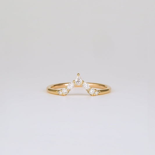 0.17 TCW Round Shaped V-Shape Moissanite Wedding Band
