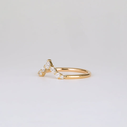 0.17 TCW Round Shaped V-Shape Moissanite Wedding Band