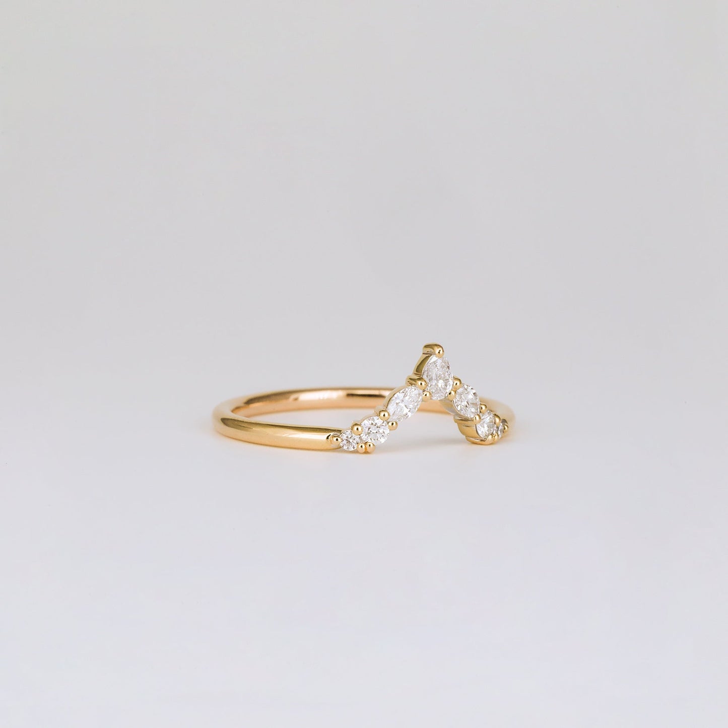 0.17 TCW Round Shaped V-Shape Moissanite Wedding Band