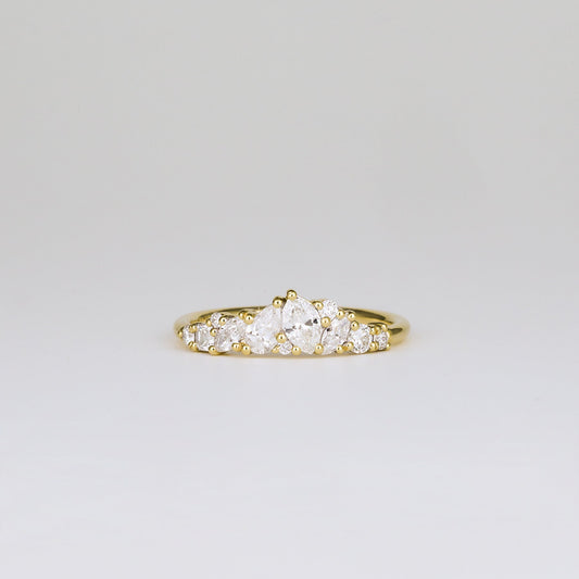 0.61 TCW Baguette, Pear, Marquise & Round Shaped Multi Stone Moissanite Wedding Band