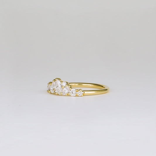0.61 TCW Baguette, Pear, Marquise & Round Shaped Multi Stone Moissanite Wedding Band