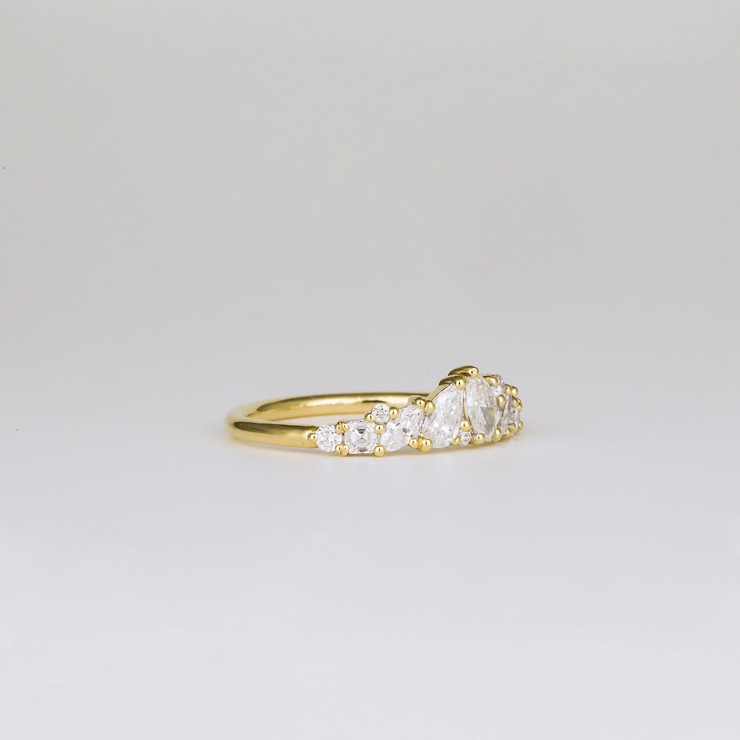 0.61 TCW Baguette, Pear, Marquise & Round Shaped Multi Stone Moissanite Wedding Band