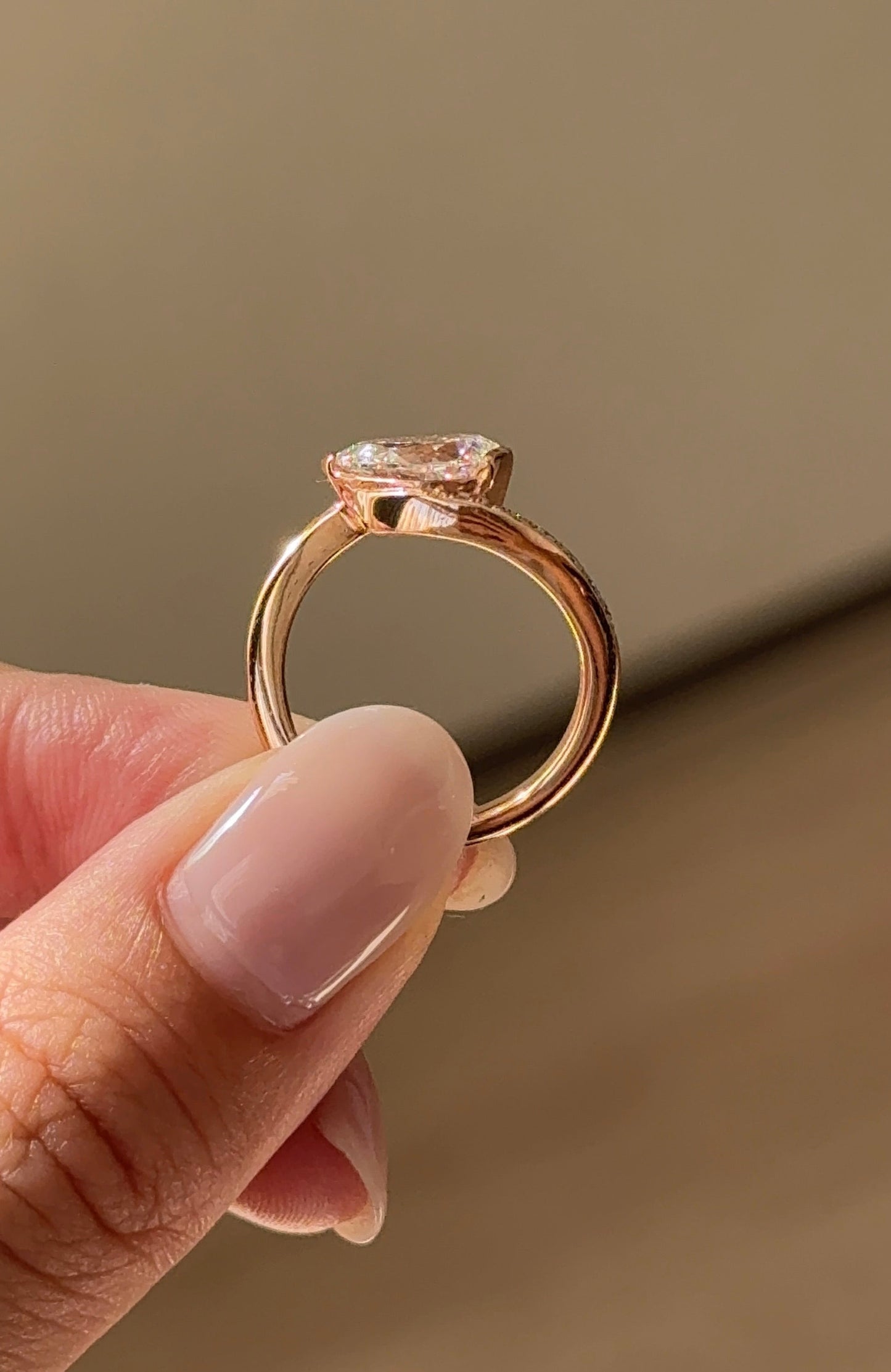 Marquise Shaped Three Stone Lab Grown Diamond Engagement Ring