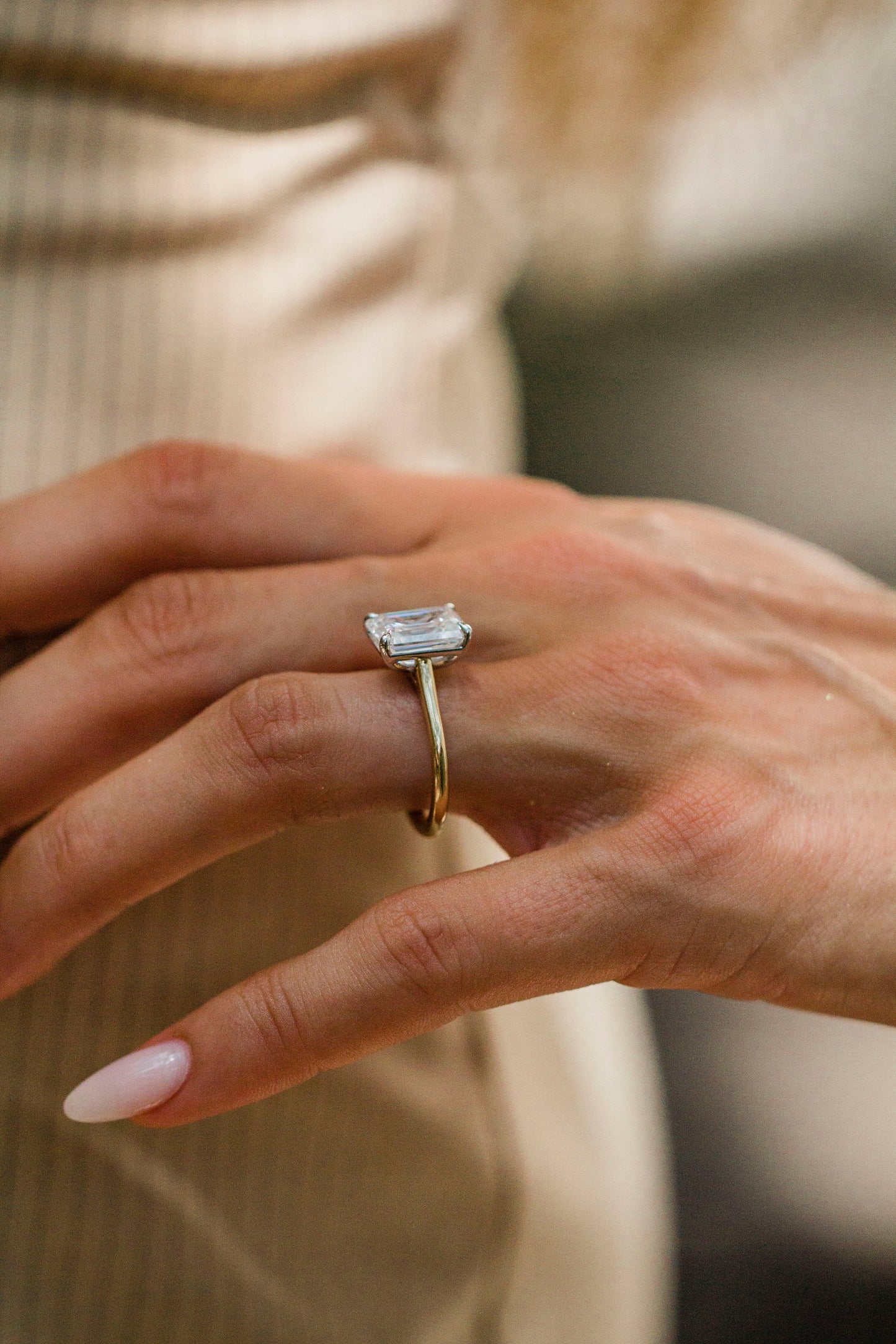 2.9 Carats Emerald Pave Styled Moissanite Engagement Ring