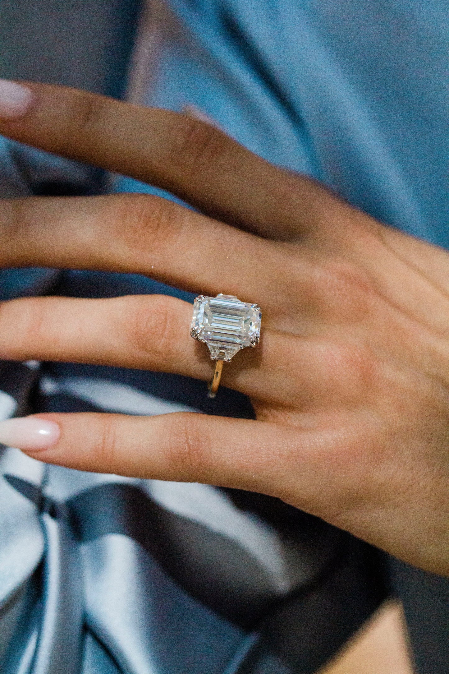 2.9 Carats Emerald Pave Styled Moissanite Engagement Ring