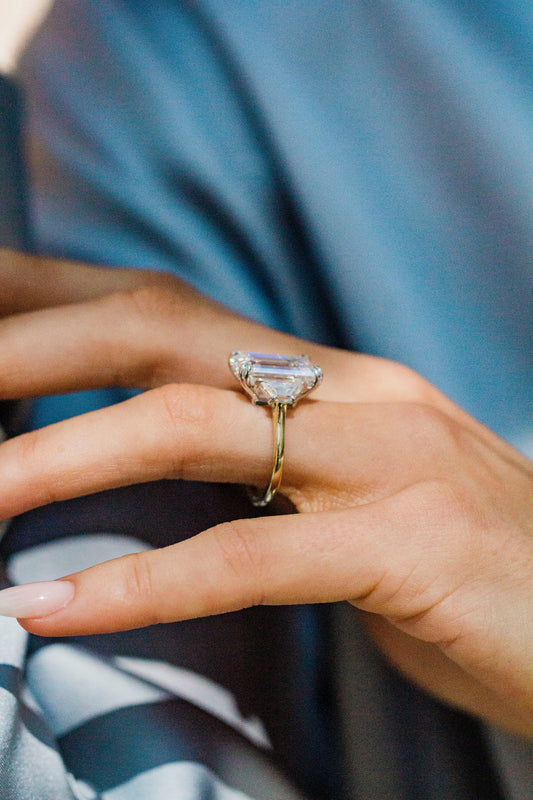 2.9 Carats Emerald Pave Styled Moissanite Engagement Ring