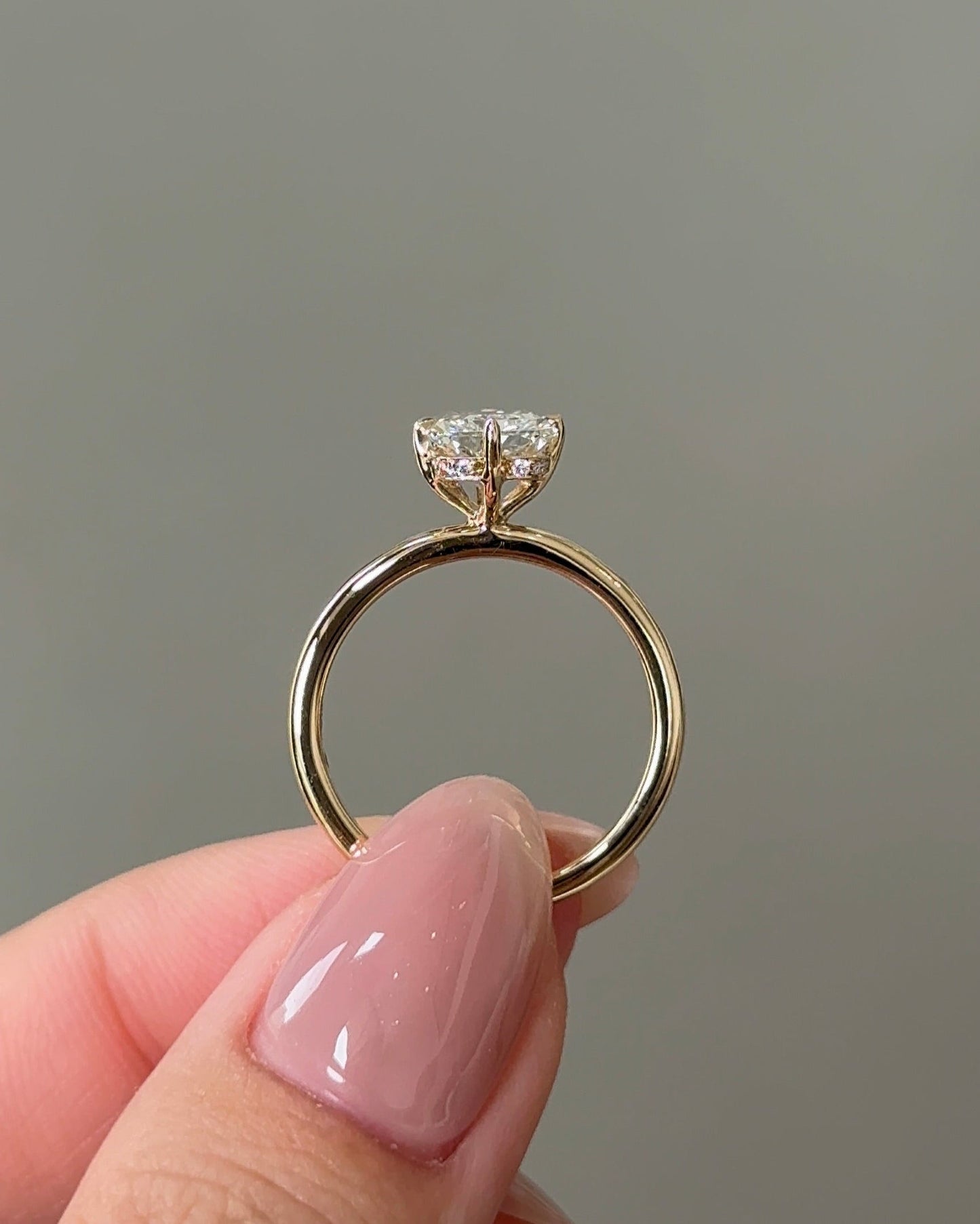 Marquise Shaped Three Stone Lab Grown Diamond Engagement Ring