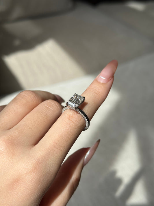 Marquise Shaped Three Stone Lab Grown Diamond Engagement Ring