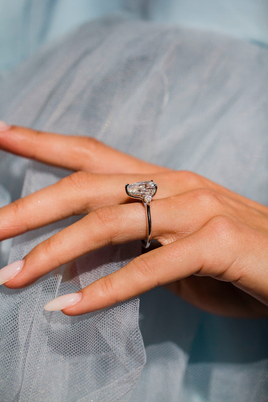 2.9 Carats Emerald Pave Styled Moissanite Engagement Ring