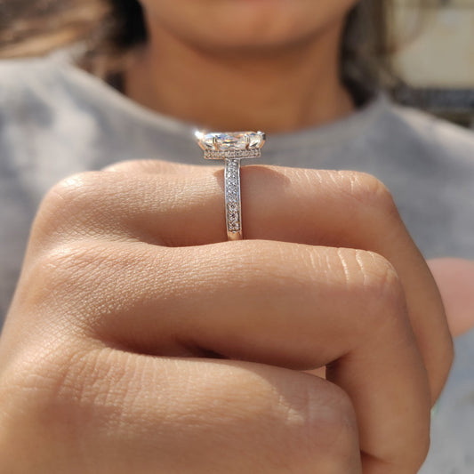Marquise Cut Engagement Ring With Hidden Halo Style