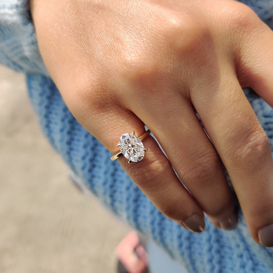 Oval Cut Hidden Halo Ring