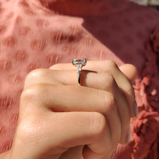 Emerald Cut Ring With Tapered Baguette Side Stone