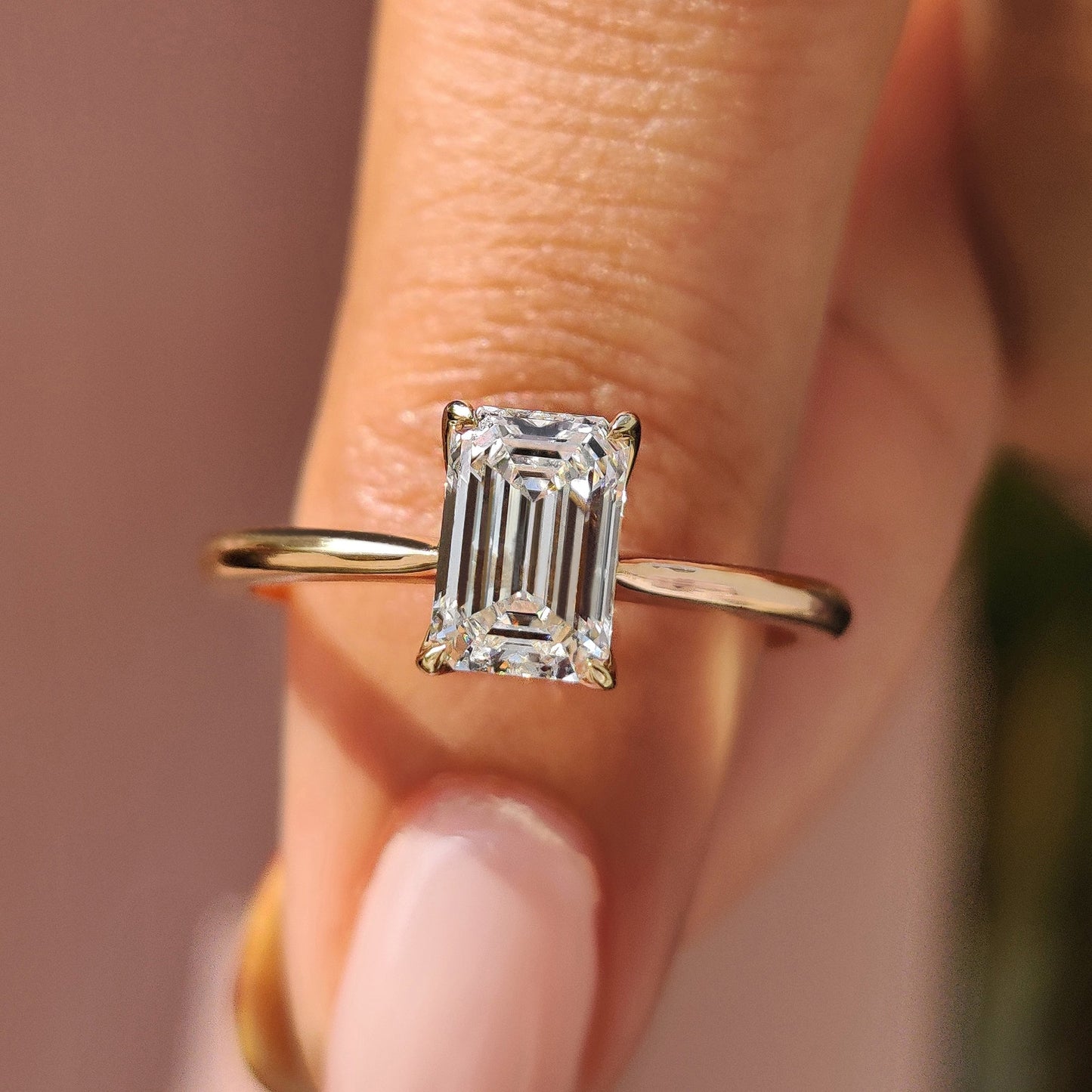 Emerald Diamond Ring In Solitaire Style