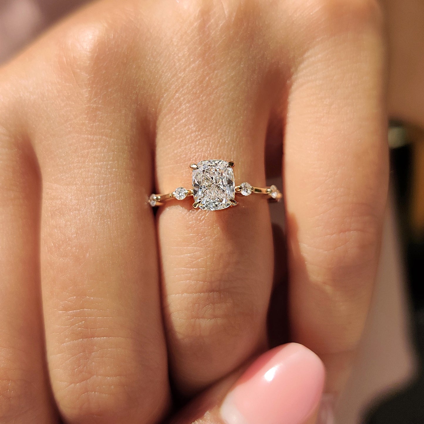 Cushion Cut Seven Stone Diamond Ring