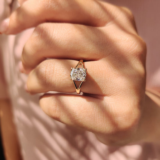 Yellow Gold Cushion Cut Diamond Ring