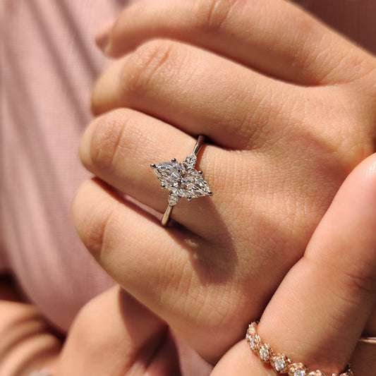 Marquise Engagement Ring With tapered shank Setting