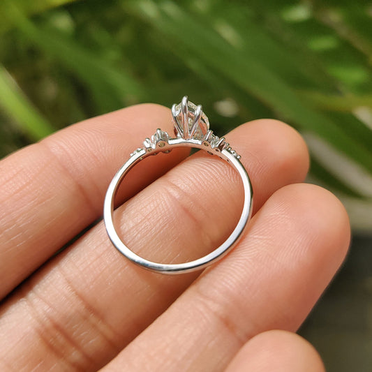 Pear Cluster Diamond Ring With Round Side Stone