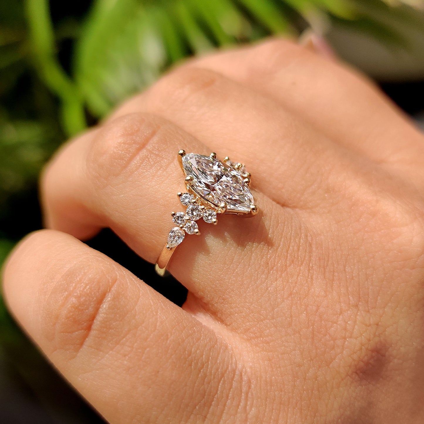 Marquise Cut Engagement Ring With Basket Setting