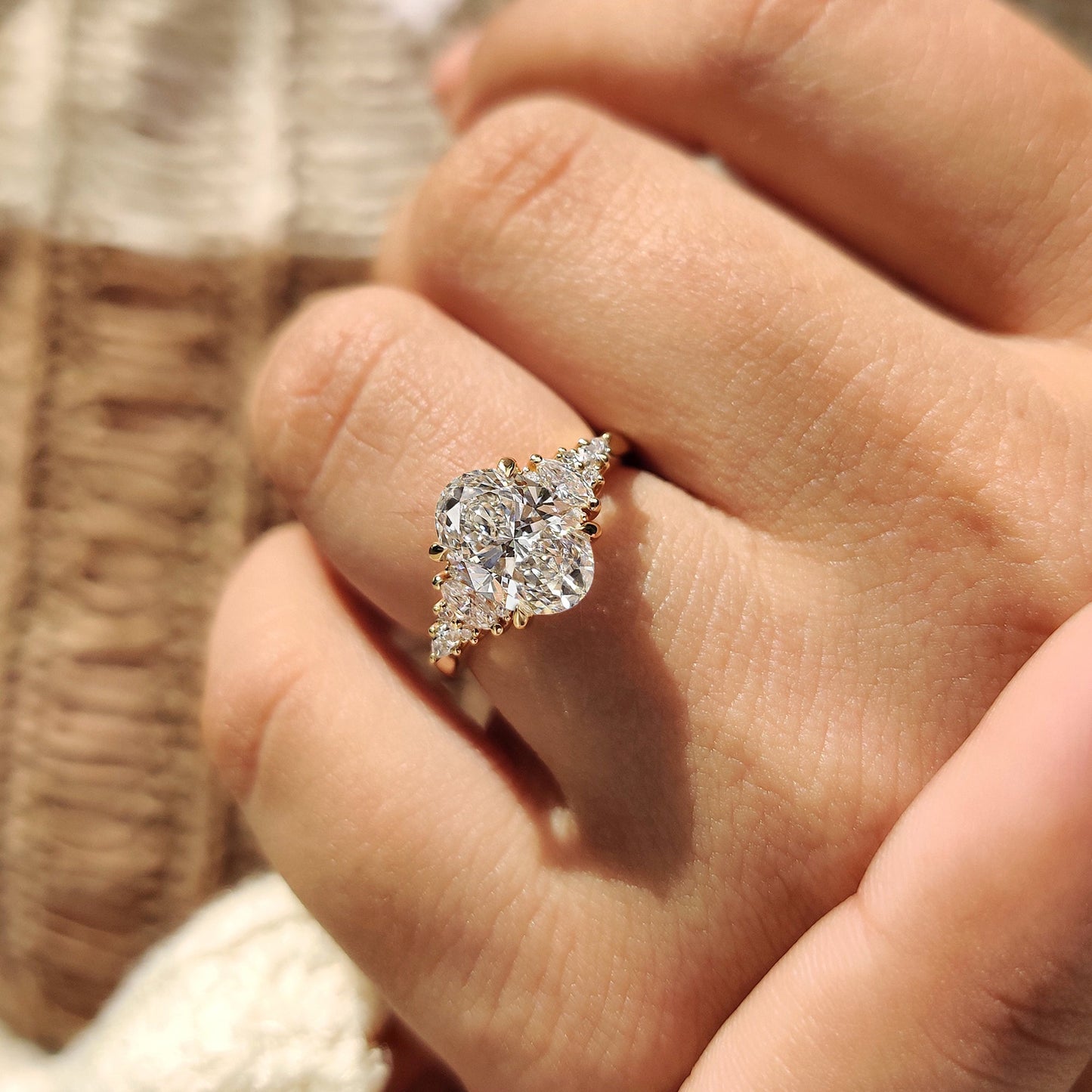 Oval Cut Cathedral Setting Engagement Ring