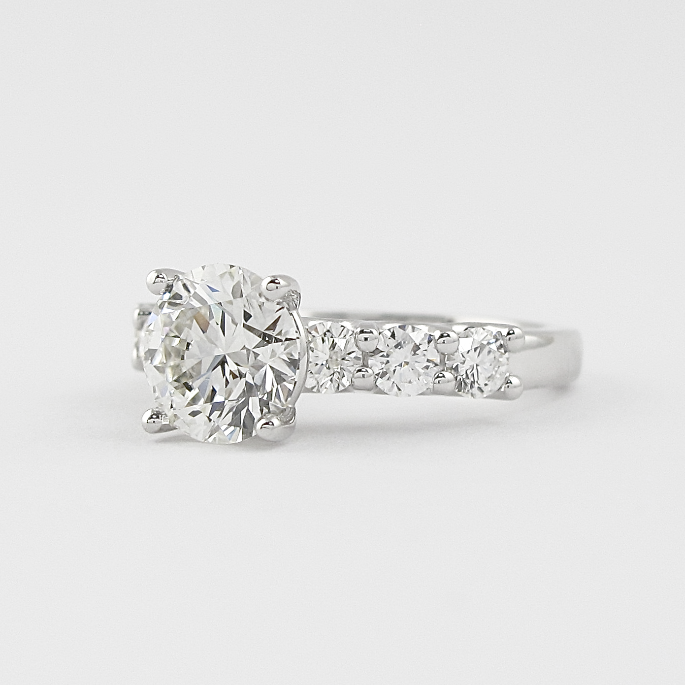 1.0 CT Round Cut Pave Setting Moissanite Engagement Ring 2