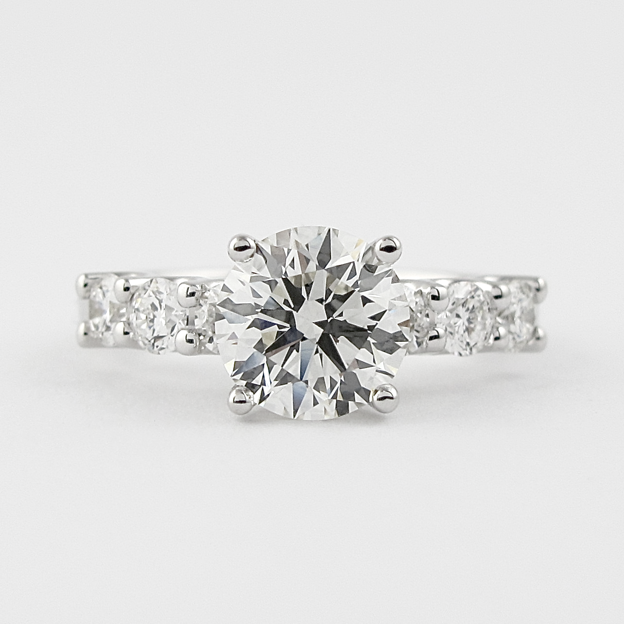 1.0 CT Round Cut Pave Setting Moissanite Engagement Ring 1