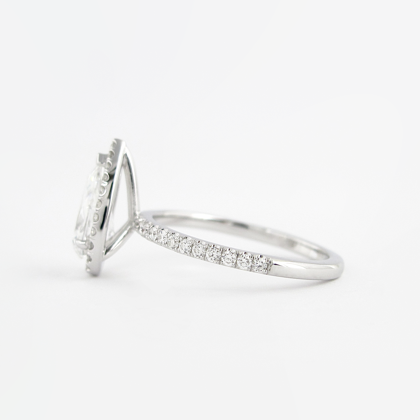 1.5 CT Pear Cut Halo Style Moissanite Engagement Ring 3