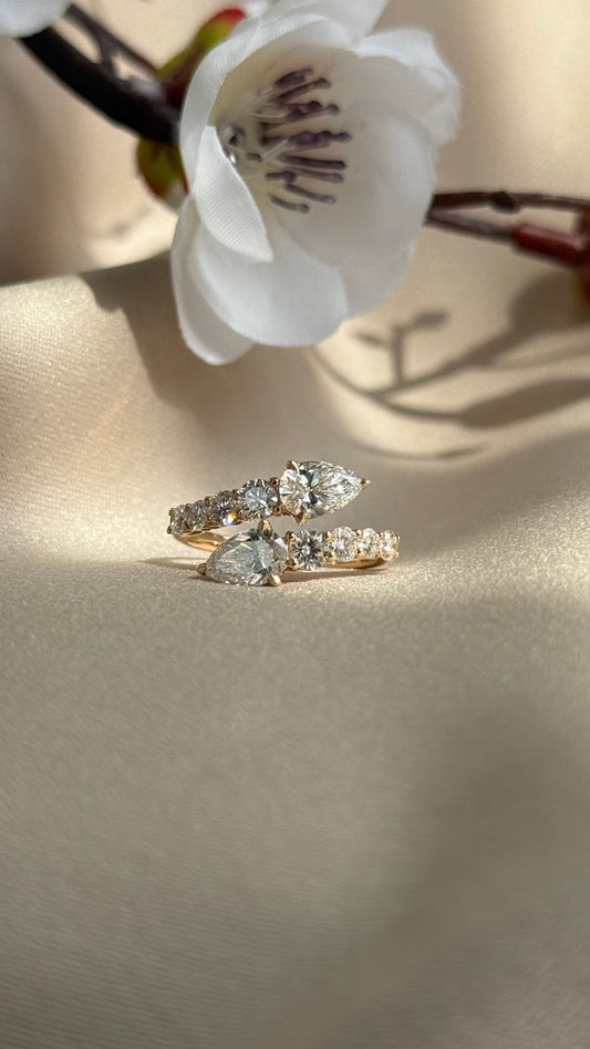 Marquise Shaped Three Stone Lab Grown Diamond Engagement Ring