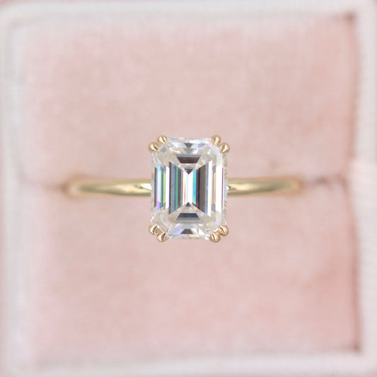 1.55 CT Emerald Moissanite Solitaire Engagement Ring (US Size 7 Ready To Ship)