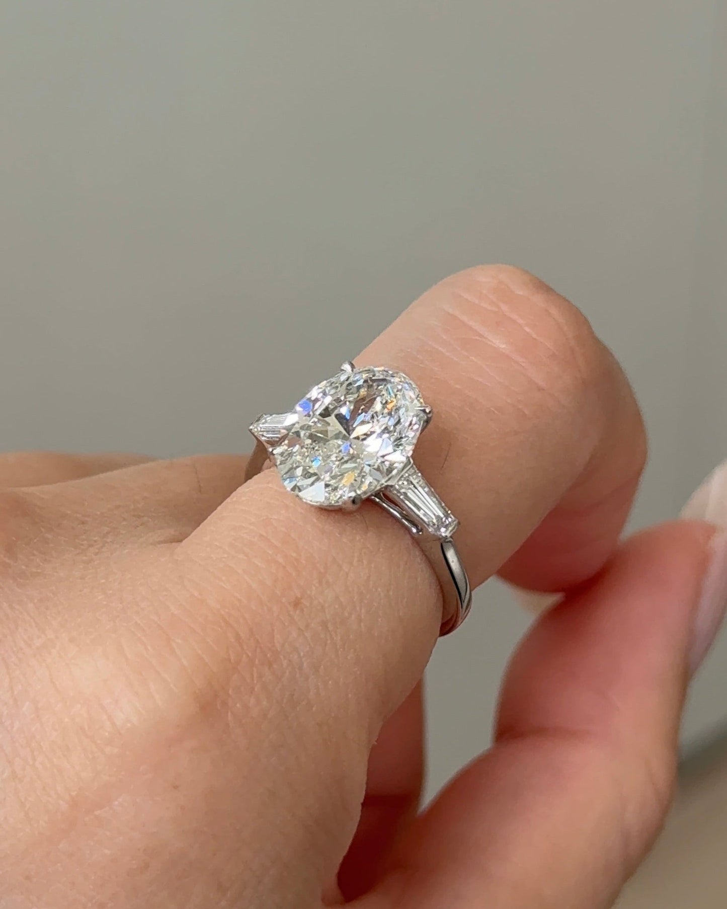 Marquise Shaped Three Stone Lab Grown Diamond Engagement Ring