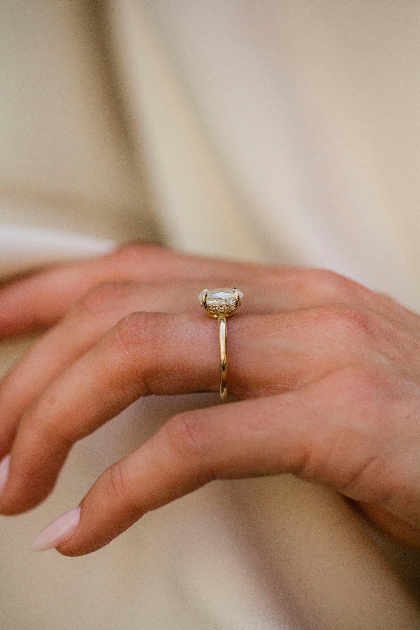 2.9 Carats Emerald Pave Styled Moissanite Engagement Ring