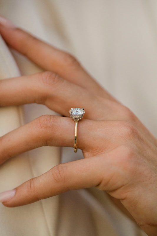 2.9 Carats Emerald Pave Styled Moissanite Engagement Ring