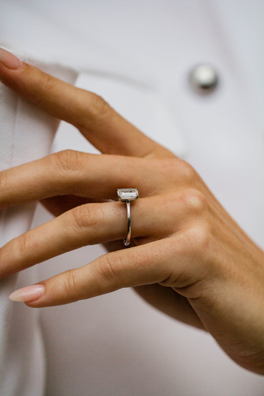 2.9 Carats Emerald Pave Styled Moissanite Engagement Ring