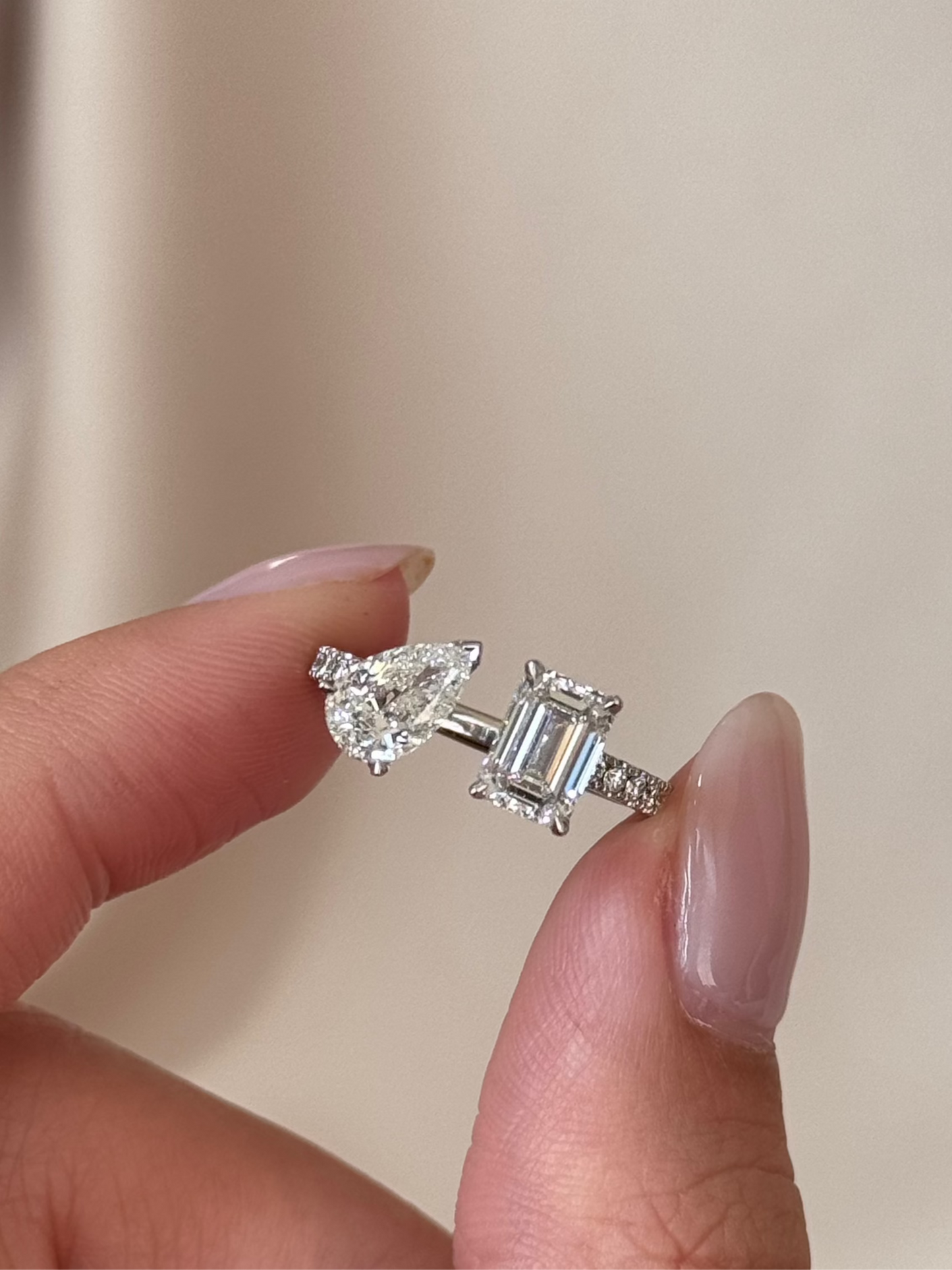 Marquise Shaped Three Stone Lab Grown Diamond Engagement Ring