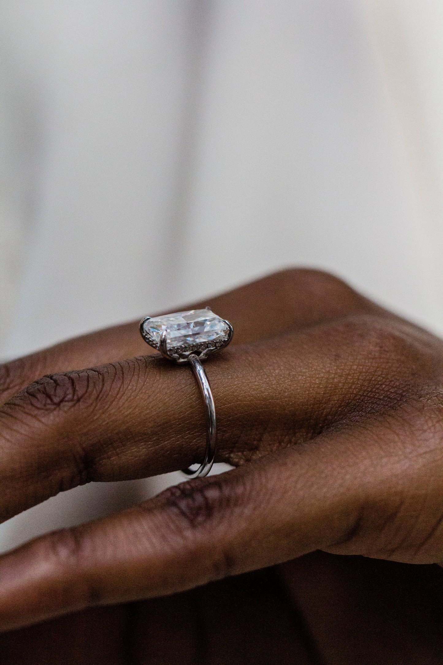 2.9 Carats Emerald Pave Styled Moissanite Engagement Ring