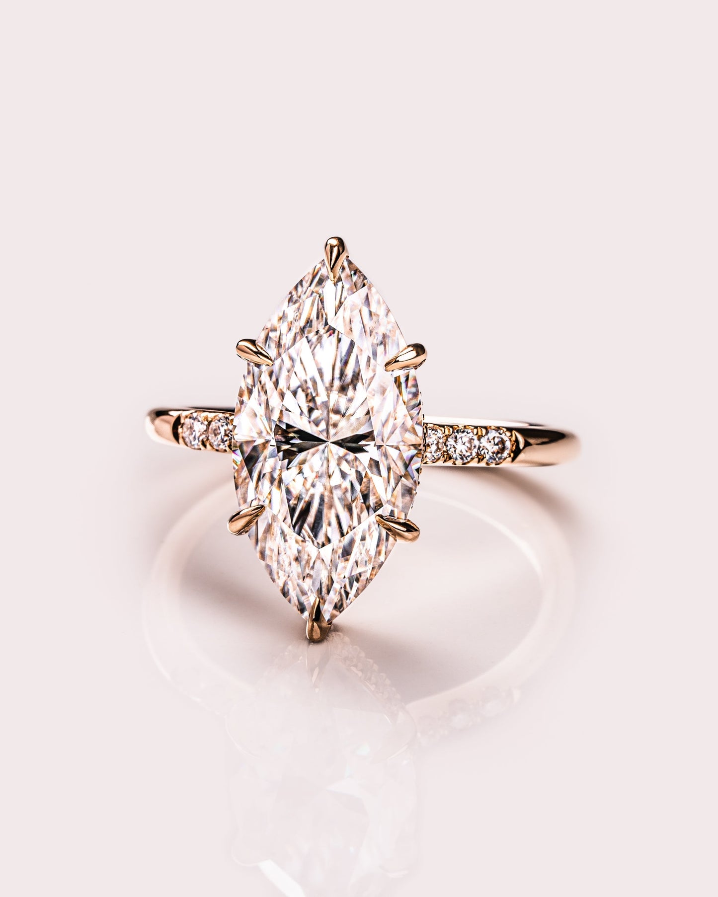 2.48 CT Marquise Cut Moissanite Engagement Ring With Hidden Halo Setting