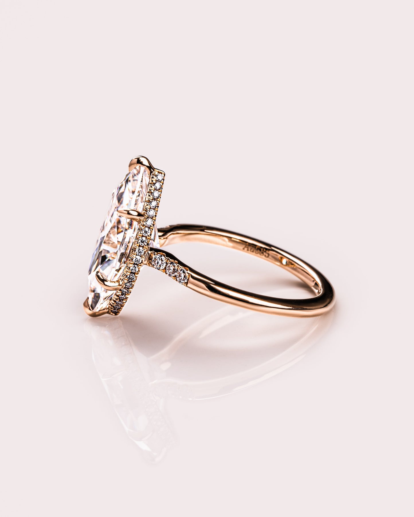 2.48 CT Marquise Cut Moissanite Engagement Ring With Hidden Halo Setting