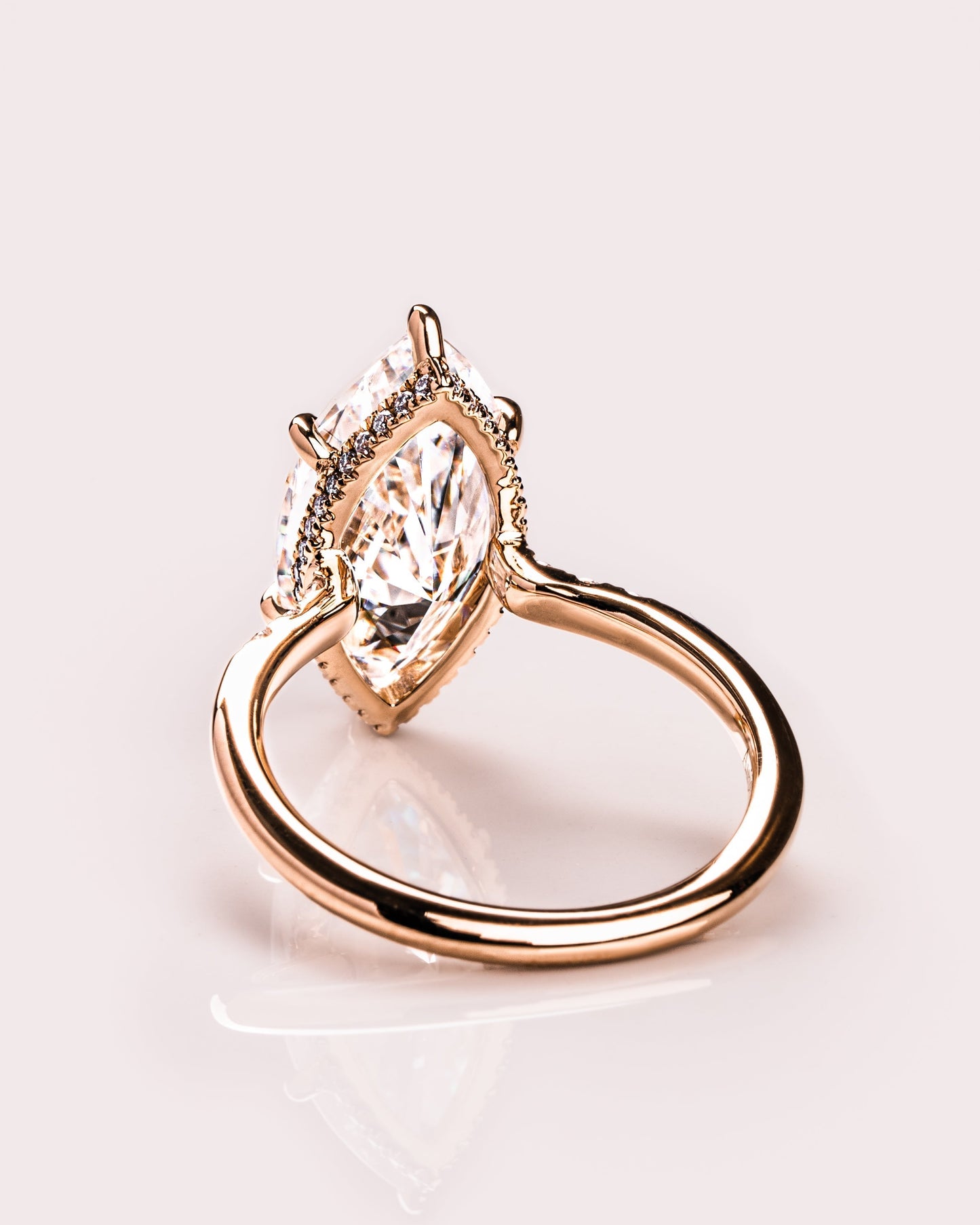 2.48 CT Marquise Cut Moissanite Engagement Ring With Hidden Halo Setting