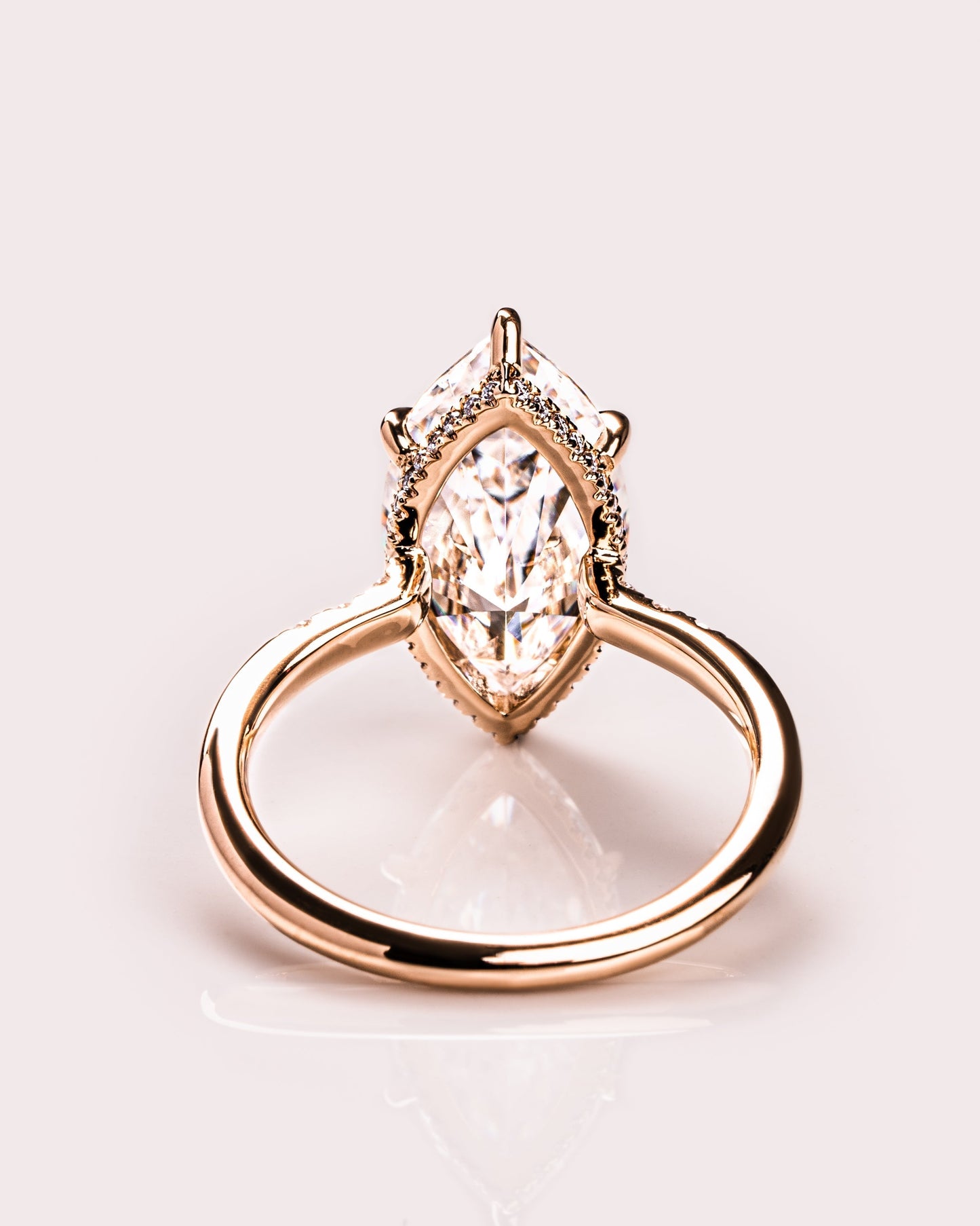 2.48 CT Marquise Cut Moissanite Engagement Ring With Hidden Halo Setting