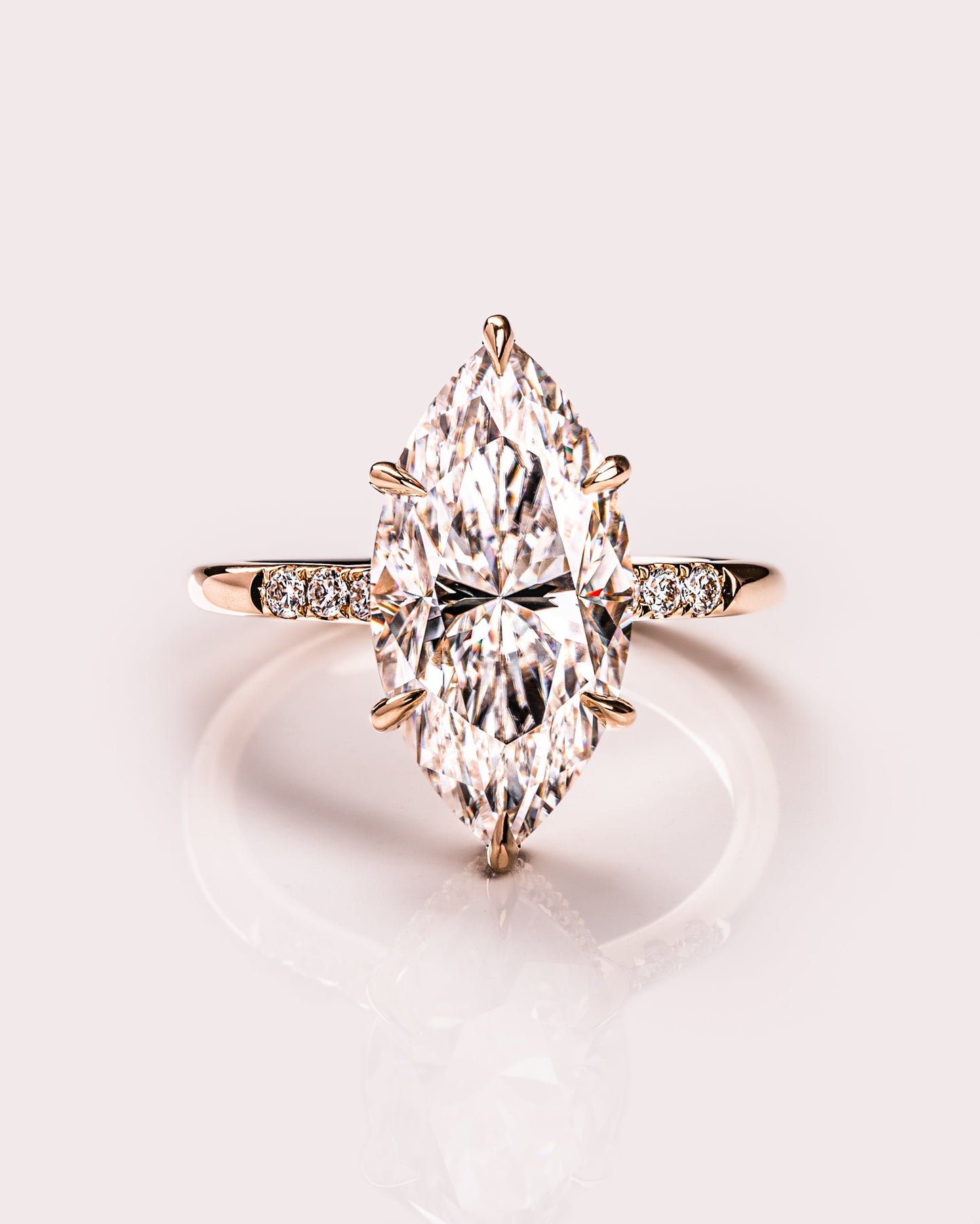 2.48 CT Marquise Cut Moissanite Engagement Ring With Hidden Halo Setting