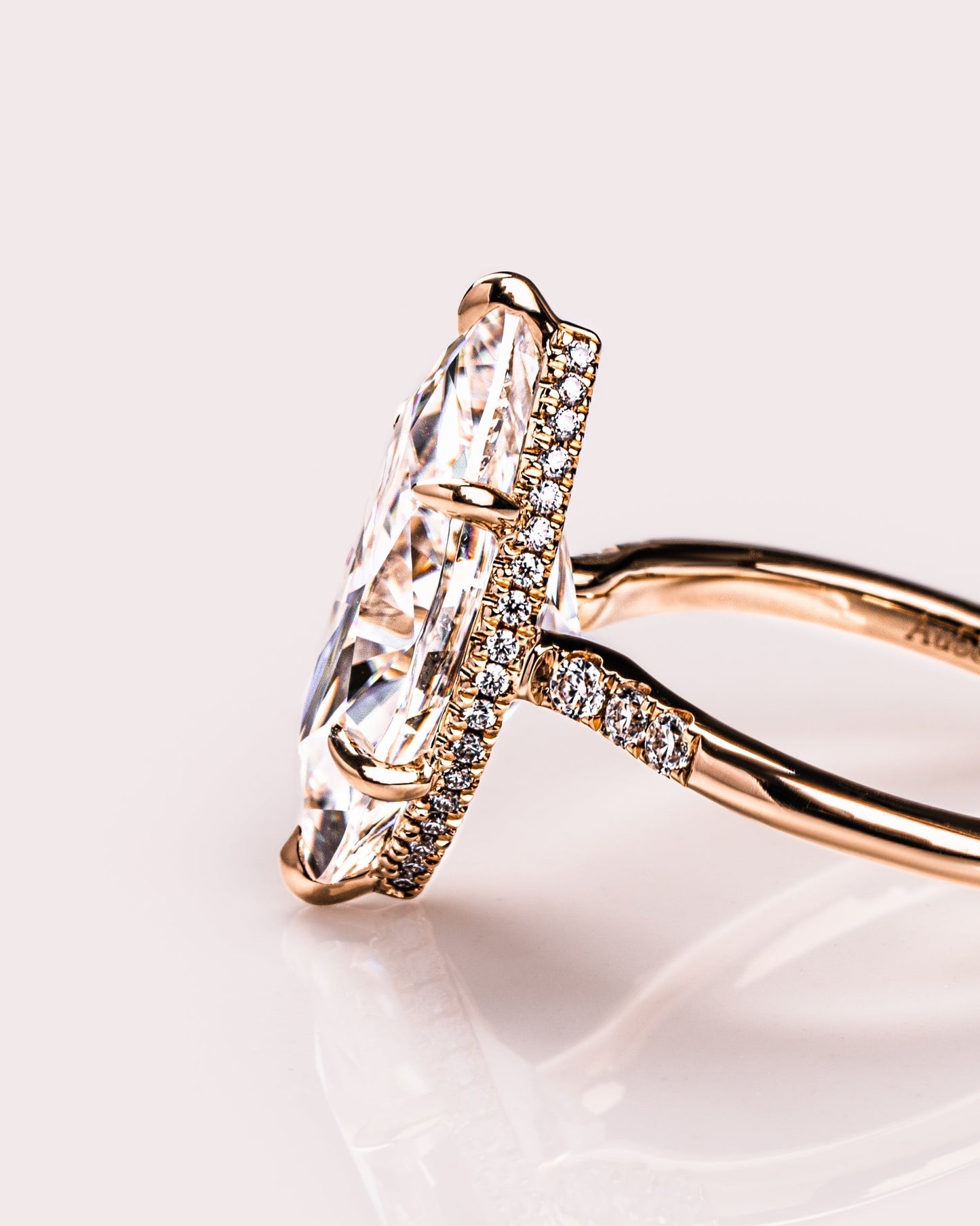 2.48 CT Marquise Cut Moissanite Engagement Ring With Hidden Halo Setting