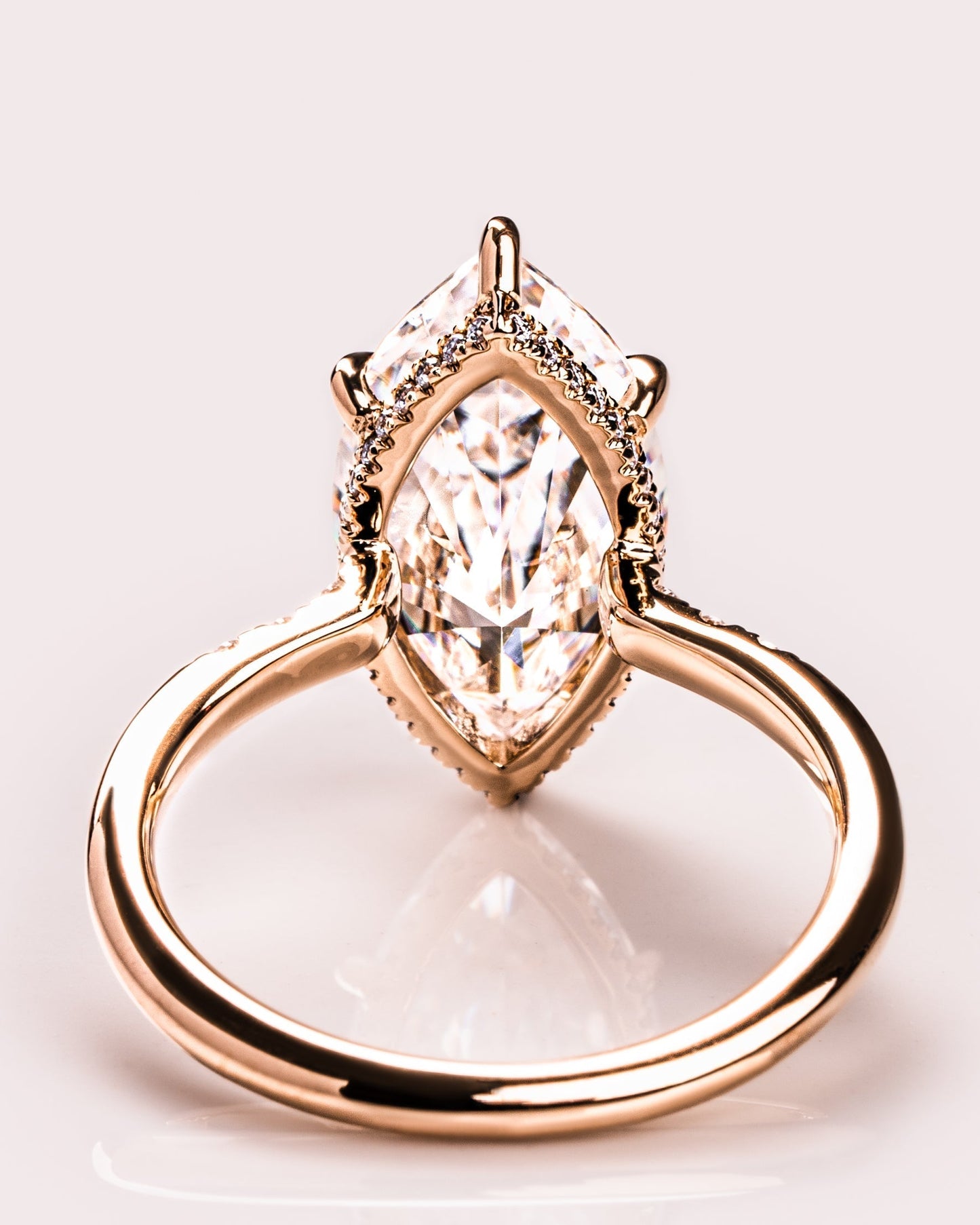 2.48 CT Marquise Cut Moissanite Engagement Ring With Hidden Halo Setting