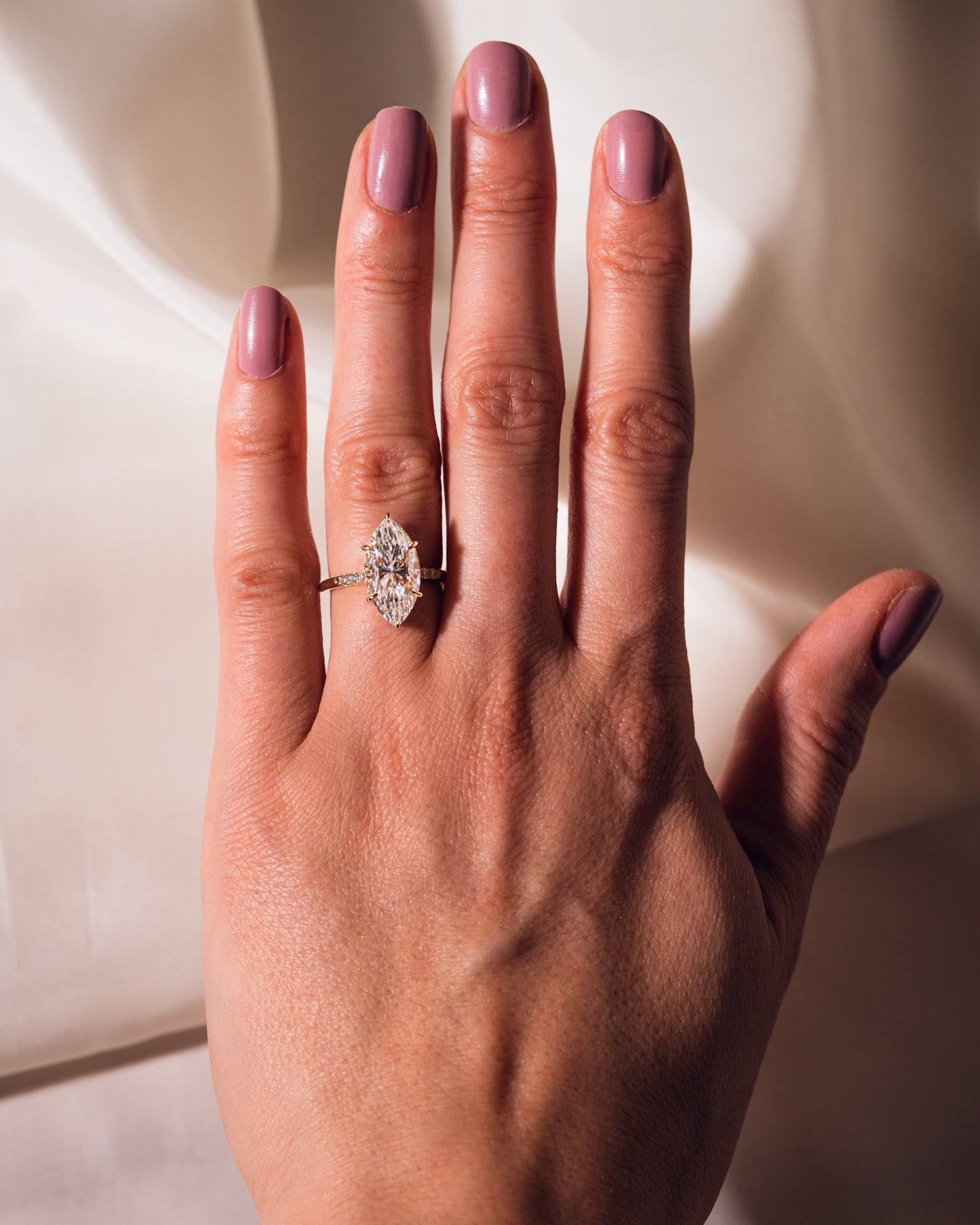 2.48 CT Marquise Cut Moissanite Engagement Ring With Hidden Halo Setting
