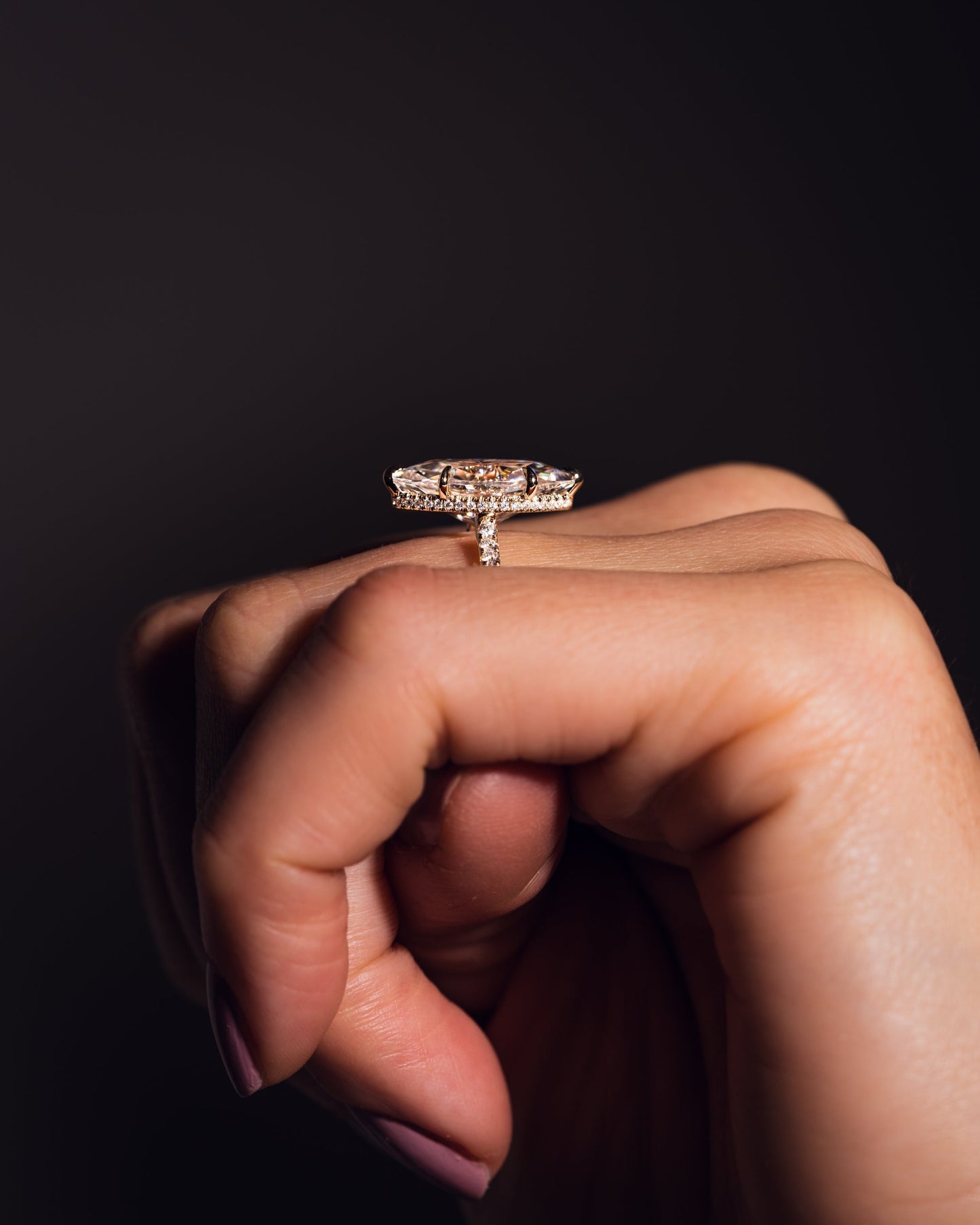 2.48 CT Marquise Cut Moissanite Engagement Ring With Hidden Halo Setting
