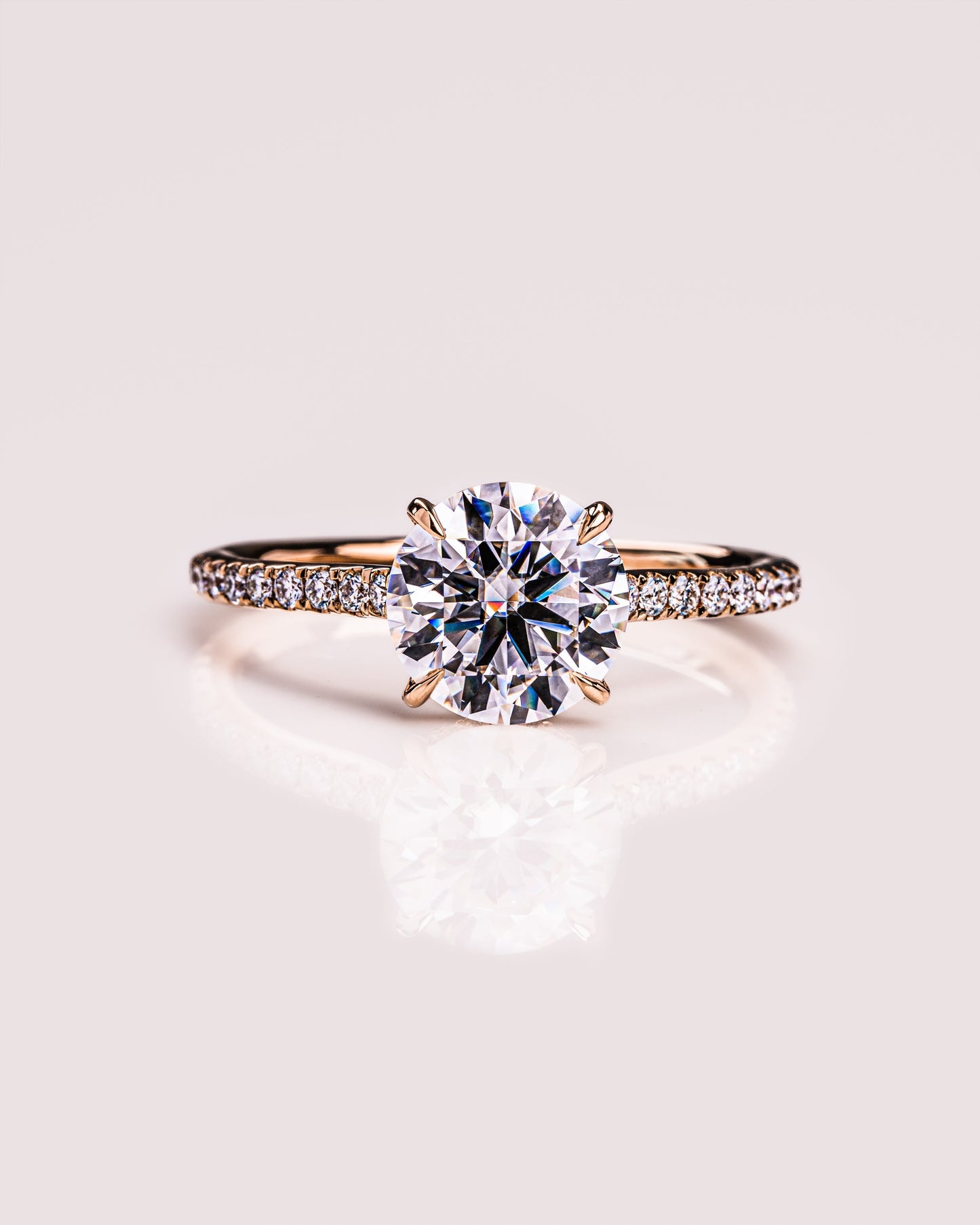2.26 CT Round Cut Moissanite Engagement Ring With Hidden Halo Setting