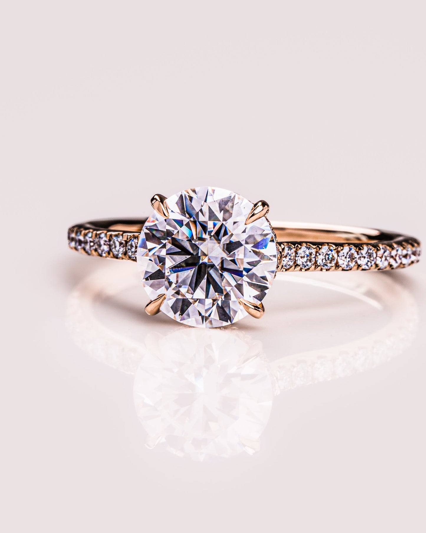 2.26 CT Round Cut Moissanite Engagement Ring With Hidden Halo Setting