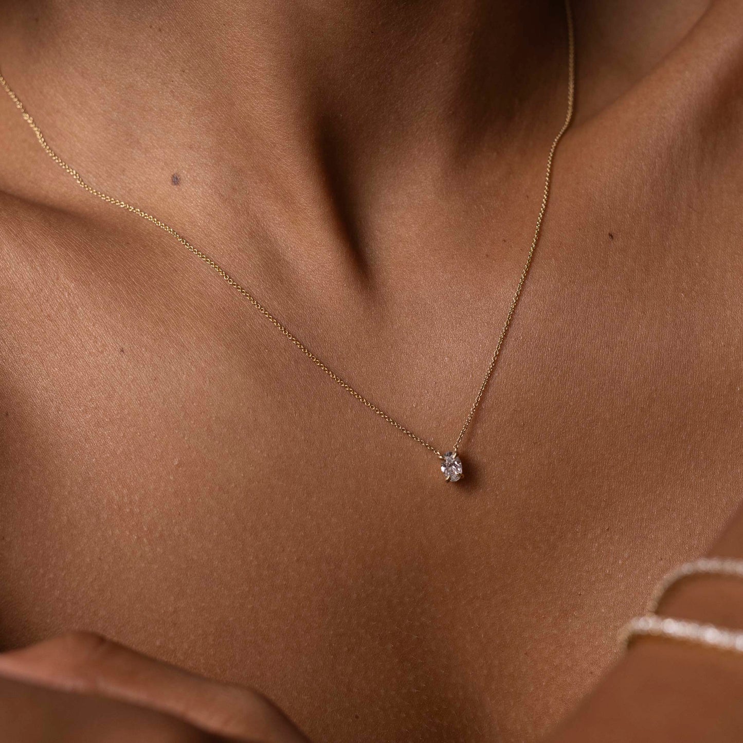 0.50 CT Oval Moissanite Diamond Solitaire Necklace in Solid Gold