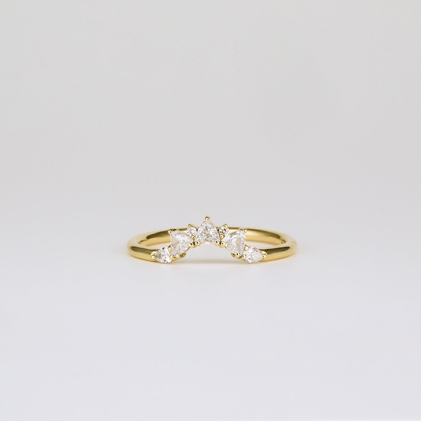 0.30 TCW Round & Trillion Shaped Curved Moissanite Wedding Band