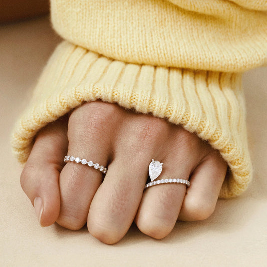 Timeless 0.3 TCW Round Stones Bubble Set Full Eternity Moissanite Diamond Wedding Band