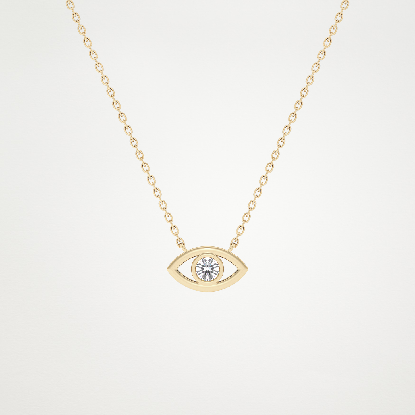 0.08 CT Moissanite Evil Eye Necklace in 14K or 18K Solid Gold – DEF Color, VVS Clarity